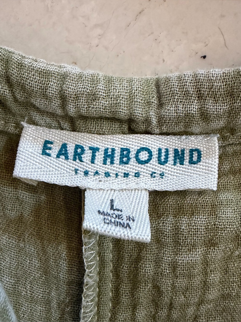 EARTHBOUND Trading Co Women’s Size L Sage Green Jumpsuit Gauzy Oversized Hippie - Picture 14 of 16